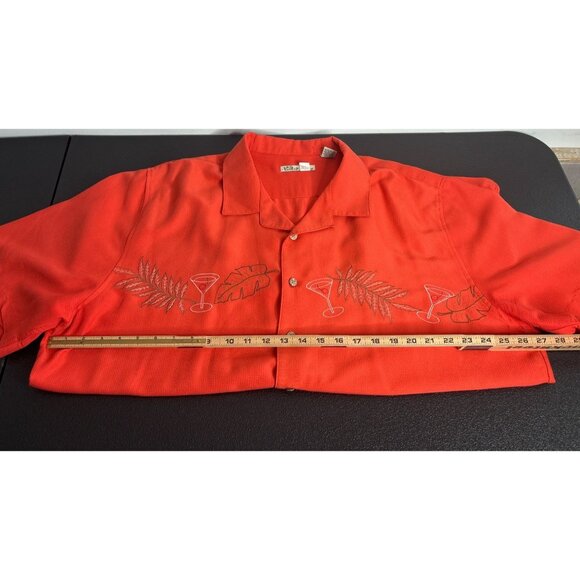 90's Batik Bay Men's Orange Martini Under the Palm Button-Down Shirt XXL - Picture 6 of 8